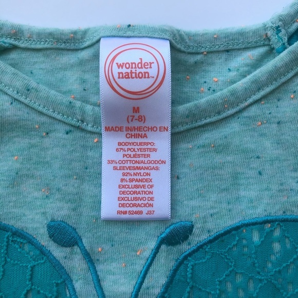 Kids girls T shirt color green/blue size 7/8 M - Picture 3 of 5